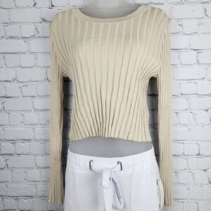 NWT House of Harlow 1960 Beige Ribbed Sweater